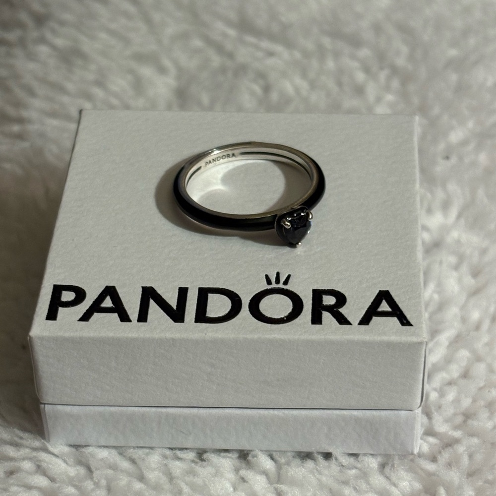 Pandora Silver Band with Dark Stone